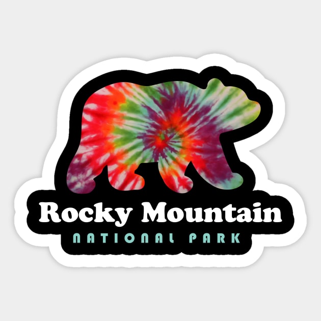 Rocky Mountain National Park Tie Dye Bear Rocky Mountains Sticker by PodDesignShop